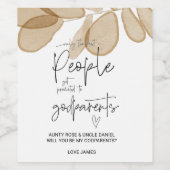 Zal je mijn godouders zijn die Baby aankondigen? Wijn Etiket (Enkel label)