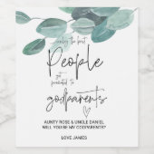 Zal je mijn godouders zijn die Baby aankondigen? Wijn Etiket (Enkel label)