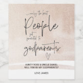 Zal je mijn godouders zijn die Baby aankondigen? Wijn Etiket (Enkel label)