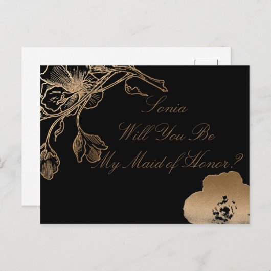 Zal je mijn gouden goudbloem zijn? uitnodiging briefkaart (Voorkant / Achterkant)