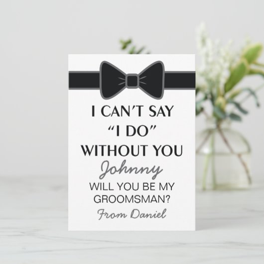 Zal je mijn Groomsman Black Bow Stropdas zijn? Kaart (Staand voorkant)
