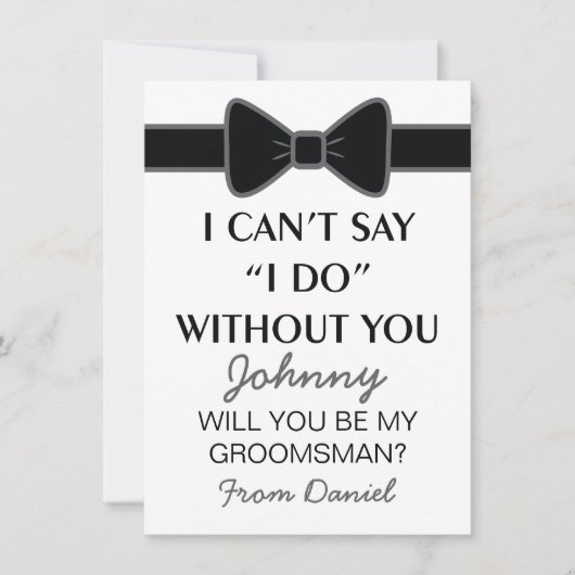 Zal je mijn Groomsman Black Bow Stropdas zijn? Kaart (Voorkant)