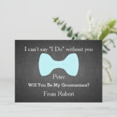 Zal je mijn Groomsman Black Chalk Board Bow worden Kaart (Staand voorkant)