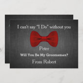 Zal je mijn Groomsman Black Chalk Board Bow worden Kaart (Voorkant / Achterkant)