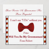 Zal je mijn Groomsman Black Chalk Board Red Bow zi Kaart (Voorkant / Achterkant)