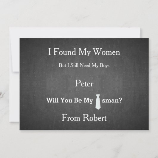Zal je mijn Groomsman Black Chalk Board Red Stropd Kaart (Voorkant)