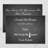 Zal je mijn Groomsman Black Chalk Board Red Stropd Kaart (Voorkant / Achterkant)