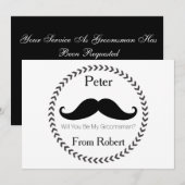 Zal je mijn Groomsman Black Mustache zijn? Kaart (Voorkant / Achterkant)