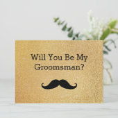 Zal je mijn Groomsman Black Mustache zijn? Kaart (Staand voorkant)
