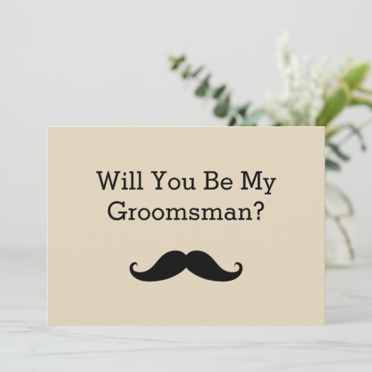 Zal je mijn Groomsman Black Mustache zijn? Kaart (Staand voorkant)