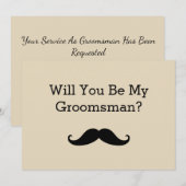Zal je mijn Groomsman Black Mustache zijn? Kaart (Voorkant / Achterkant)