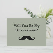 Zal je mijn Groomsman Black Mustache zijn? Kaart (Staand voorkant)