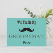 Zal je mijn Groomsman Black Mustache zijn? Kaart (Staand voorkant)