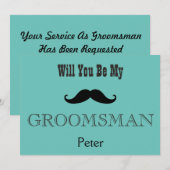 Zal je mijn Groomsman Black Mustache zijn? Kaart (Voorkant / Achterkant)