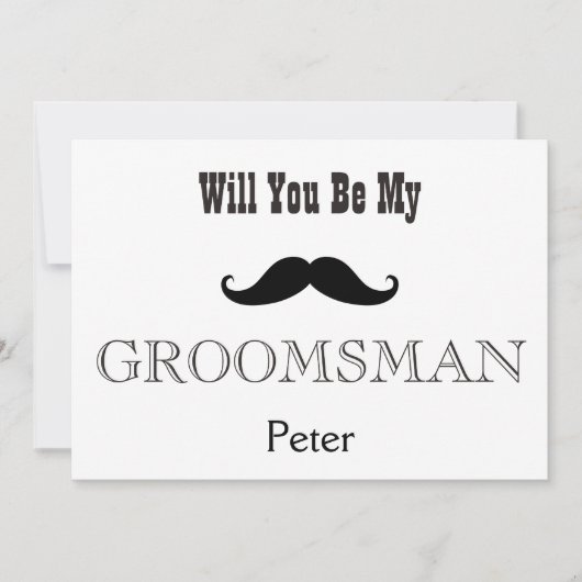 Zal je mijn Groomsman Black Mustache zijn? Kaart (Voorkant)