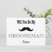 Zal je mijn Groomsman Black Mustache zijn? Kaart (Staand voorkant)
