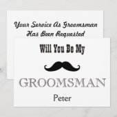 Zal je mijn Groomsman Black Mustache zijn? Kaart (Voorkant / Achterkant)