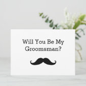 Zal je mijn Groomsman Black Mustache zijn? Kaart (Staand voorkant)