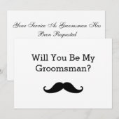 Zal je mijn Groomsman Black Mustache zijn? Kaart (Voorkant / Achterkant)