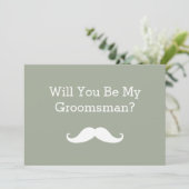 Zal je mijn Groomsman Black Mustache zijn? Kaart (Staand voorkant)