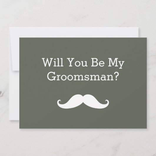 Zal je mijn Groomsman White Mustache uitnodiging z (Voorkant)