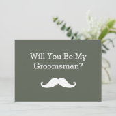 Zal je mijn Groomsman White Mustache uitnodiging z (Staand voorkant)