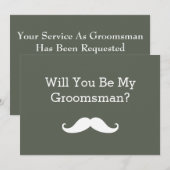 Zal je mijn Groomsman White Mustache uitnodiging z (Voorkant / Achterkant)