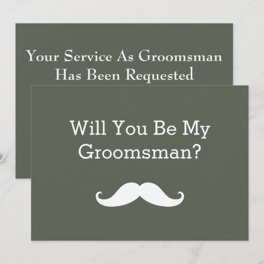 Zal je mijn Groomsman White Mustache uitnodiging z (Voorkant / Achterkant)