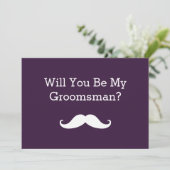 Zal je mijn Groomsman White Mustache uitnodiging z (Staand voorkant)