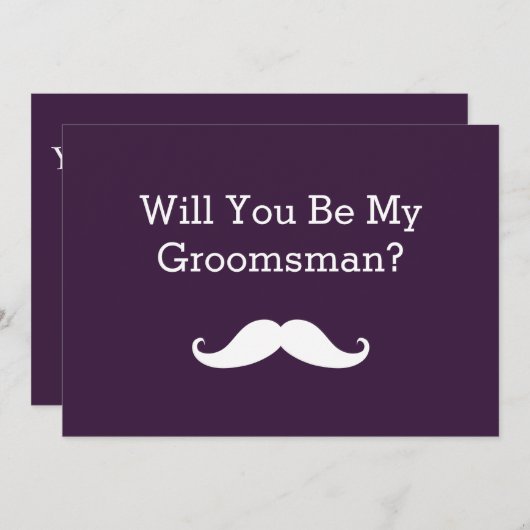 Zal je mijn Groomsman White Mustache uitnodiging z (Voorkant / Achterkant)