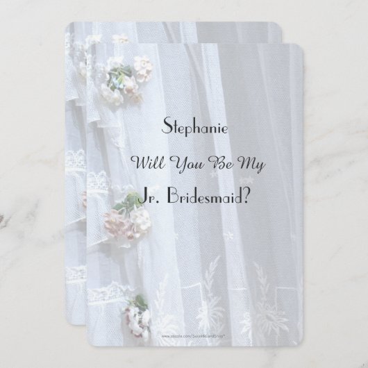 Zal je mijn Jr. Bridesmaid zijn, kant uitnodigen? Kaart (Voorkant / Achterkant)