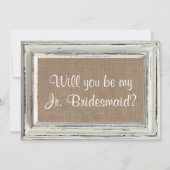 Zal je mijn Jr. Bridesmaid zijn - Rustisch wit Lij Kaart (Voorkant)