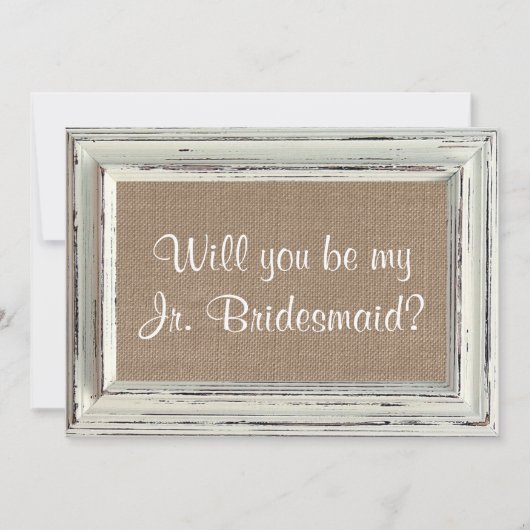 Zal je mijn Jr. Bridesmaid zijn - Rustisch wit Lij Kaart (Voorkant)