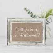 Zal je mijn Jr. Bridesmaid zijn - Rustisch wit Lij Kaart (Staand voorkant)