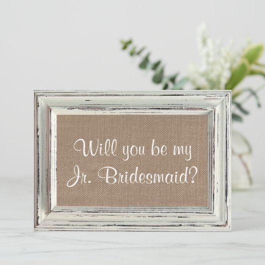 Zal je mijn Jr. Bridesmaid zijn - Rustisch wit Lij Kaart (Staand voorkant)