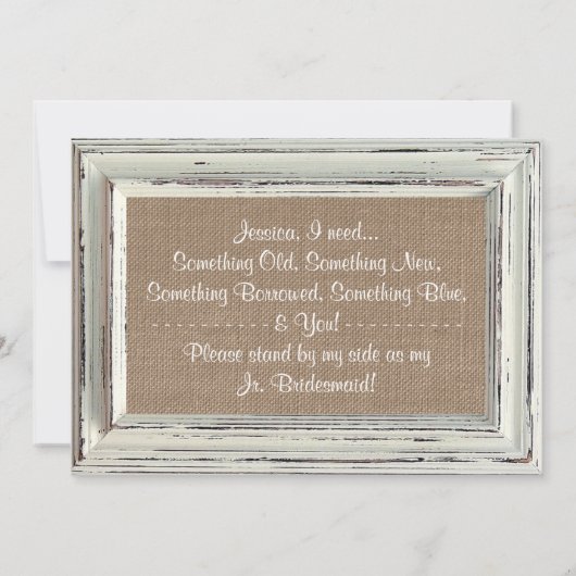Zal je mijn Jr. Bridesmaid zijn - Rustisch wit Lij Kaart (Achterkant)