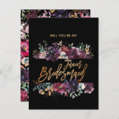 Zal je mijn Junior Bridesmaid Burgundy Marsala zij Uitnodiging Briefkaart (Voorkant / Achterkant)