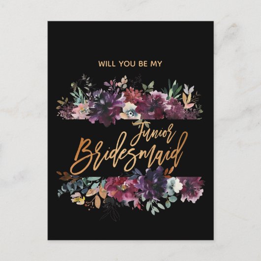 Zal je mijn Junior Bridesmaid Burgundy Marsala zij Uitnodiging Briefkaart (Voorkant)
