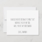 Zal je mijn junior Bridesmaid zijn? | Bridesmaid Kaart (Achterkant)