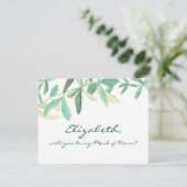 Zal je mijn Maid of Honor Modern Botanical zijn? Kaart (Staand voorkant)