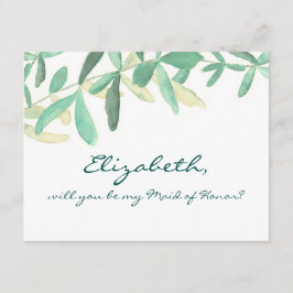 Zal je mijn Maid of Honor Modern Botanical zijn? Kaart