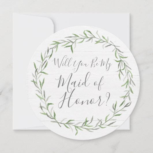 Zal je mijn Maid of Honor Rustiek Hout & Krans Kaart (Voorkant)