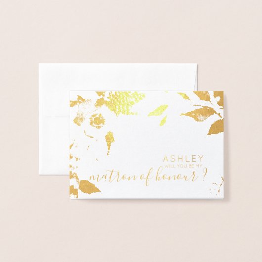 Zal je mijn matron van eer zijn, gepersonaliseerd? folie kaarten (Voorkant met envelop)