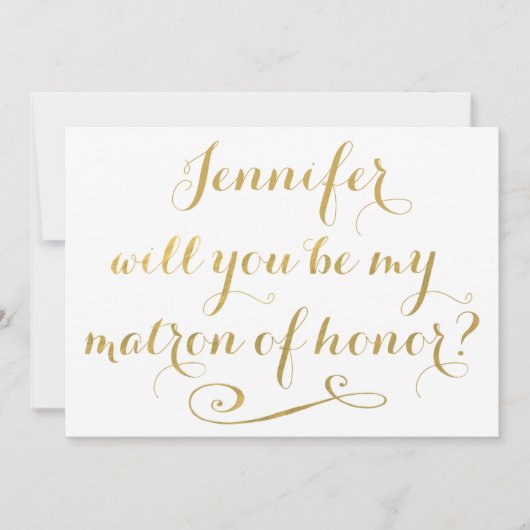 Zal je mijn matron zijn van de eerwaarde goudkalli kaart (Voorkant)