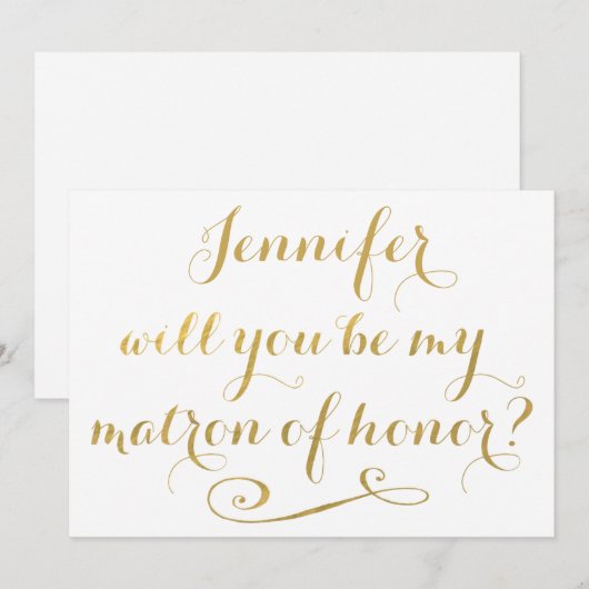 Zal je mijn matron zijn van de eerwaarde goudkalli kaart (Voorkant / Achterkant)