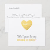 Zal je mijn matron zijn van eer gouden sjabloon? kaart (Voorkant / Achterkant)