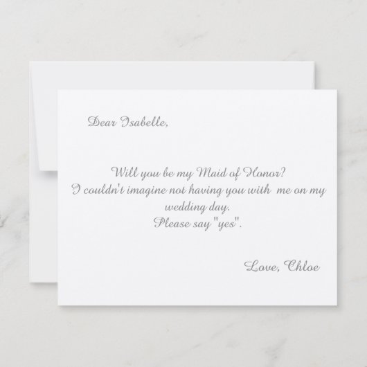 Zal je mijn matron zijn van eer gouden sjabloon? kaart (Achterkant)