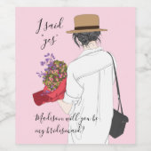 Zal je mijn moderne bruidsmeisje zijn? wijn etiket (Enkel label)