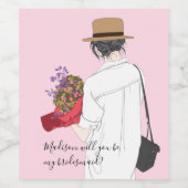 Zal je mijn moderne bruidsmeisje zijn? wijn etiket (Enkel label)