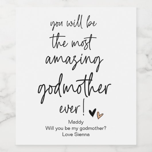 Zal je mijn peetmoeder verzoek vragen wijn etiket (Enkel label)